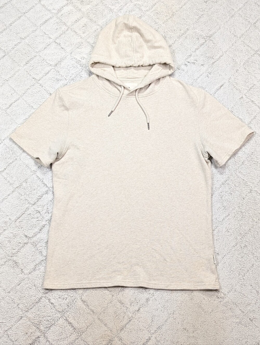 The Normal Brand Hoodie Mens L Beige Oatmeal Cole Terry Athletic Short Sleeve
